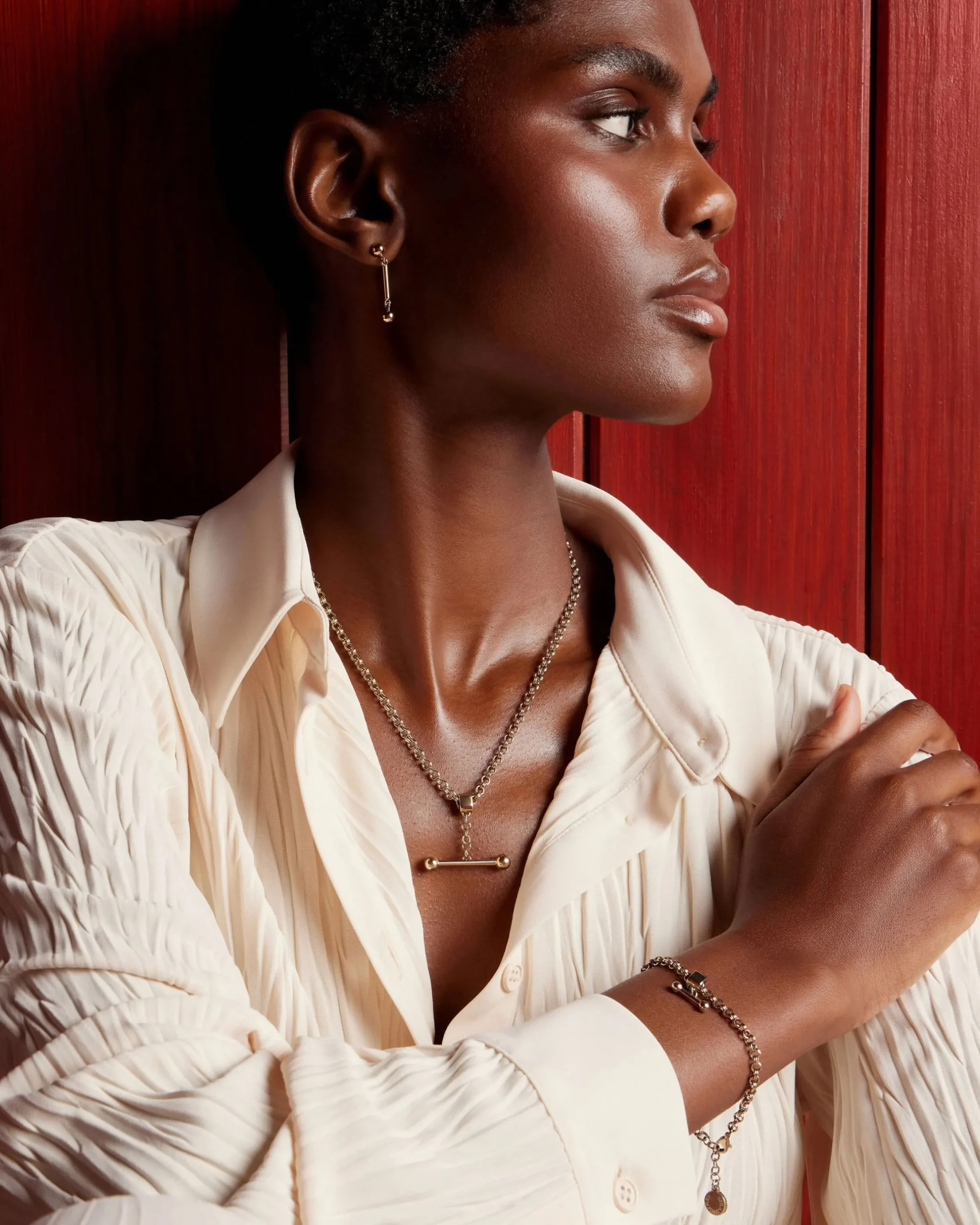 Music Bar Earrings - 22 Carat Gold Gilded