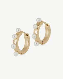 Pearl Huggies - 22 Carat Gold Gilded